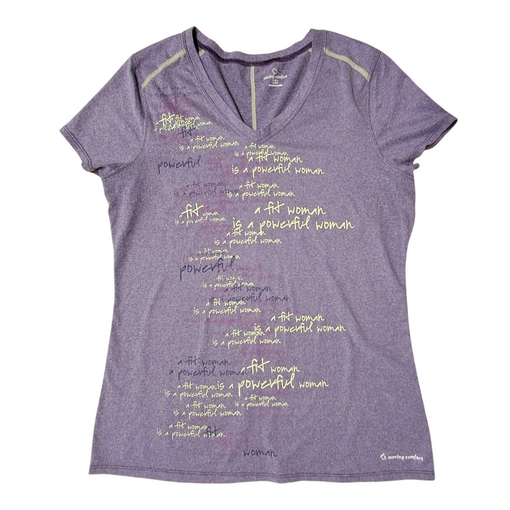 Moving Comfort Womens XL Purple Graphic V-Neck Activewear T-Shirt 300469